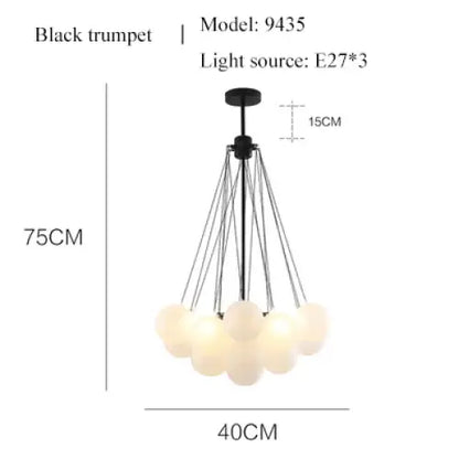 Nordic Frosted Glass Ball Chandelier: Modern Elegance - black small 19glass / 2color
