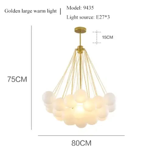 Nordic Frosted Glass Ball Chandelier: Modern Elegance - gold big 37glass / 2color bulbs