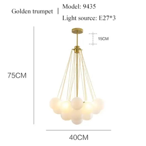 Nordic Frosted Glass Ball Chandelier: Modern Elegance - gold small 19glass / Cold White