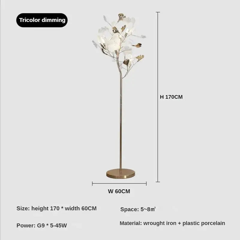 Nordic Ginkgo Leaf Floor Lamps for Living Sofa Bedroom - Model A 17CM 5-head / Warm light