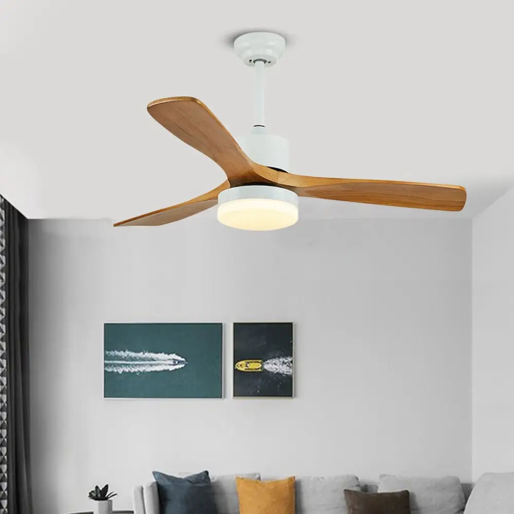 Nordic Minimalist Solid Wood LED Ceiling Fan for Living - Lighting > lights Fans