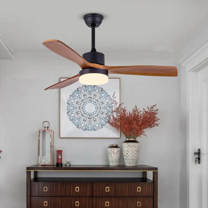 Nordic Minimalist Solid Wood LED Ceiling Fan for Living - Lighting > lights Fans