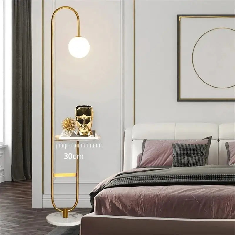 Nordic Modern Glass LED Stand Floor Lamp for Living Bedroom