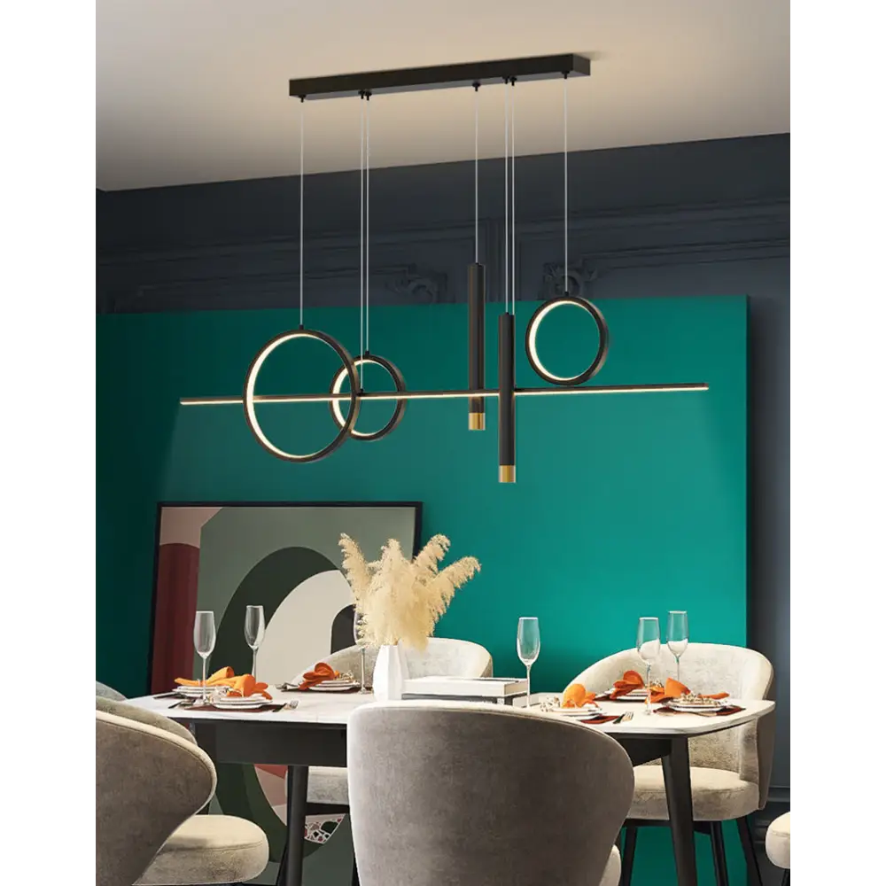 Nordic Modern LED Pendant Light for Dining Kitchen - Cool / Black / L47.2’ / L120.0cm