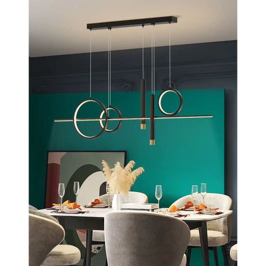 Nordic Modern LED Pendant Light for Dining Kitchen - Cool / Black / L47.2’ / L120.0cm