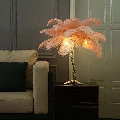 Nordic Ostrich Feather LED Floor Lamp for Living Bedroom