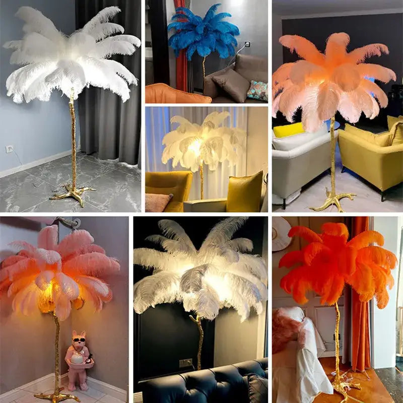 Nordic Ostrich Feather LED Floor Lamp for Living Bedroom