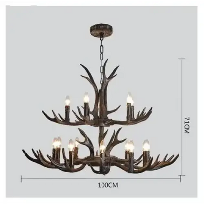 Nordic Romantic Deer LED Horn Chandelier for Living Restaurant - 15 Lights / Brushed gold