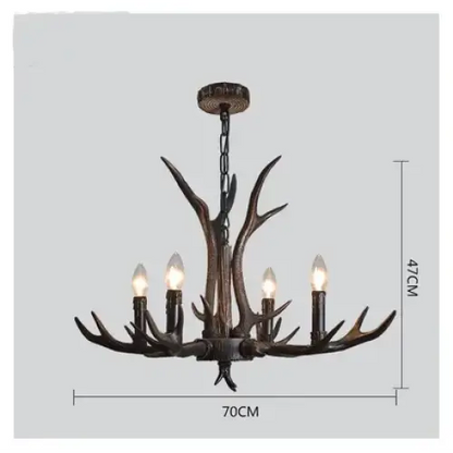 Nordic Romantic Deer LED Horn Chandelier for Living Restaurant - 4 Lights / Brushed gold