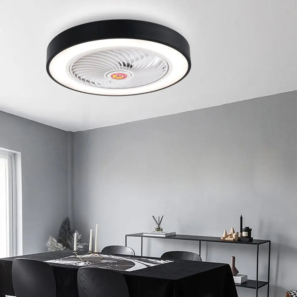 Nordic Round Bladeless Ceiling Fan Light - Black - Lighting > lights Fans