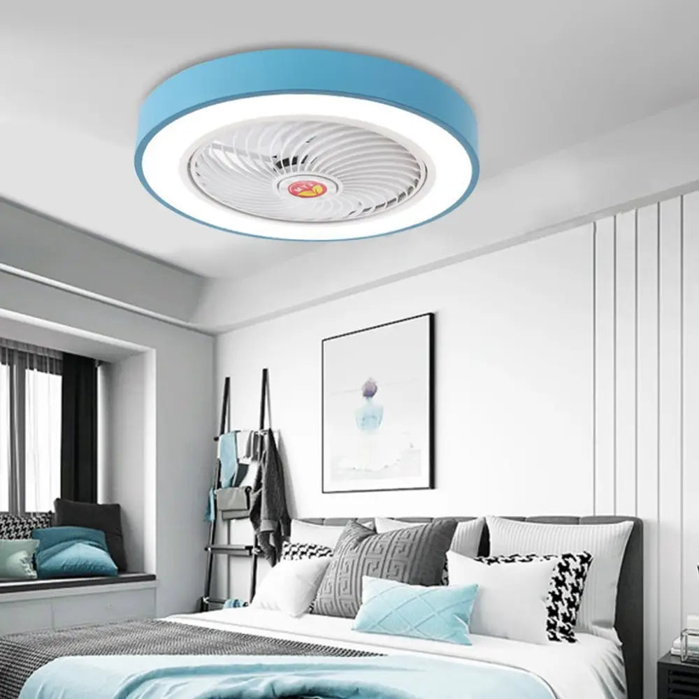 Nordic Round Bladeless Ceiling Fan Light - Blue - Lighting > lights Fans