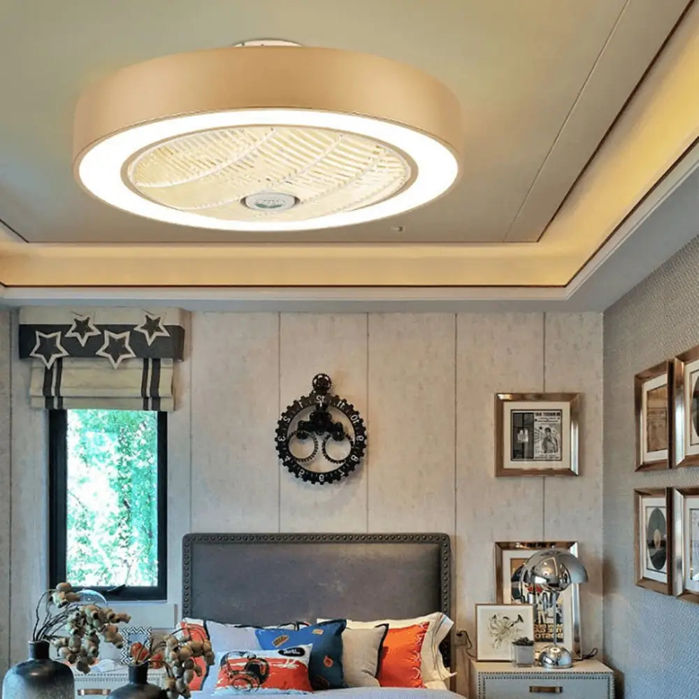 Nordic Round Bladeless Ceiling Fan Light - Gold - Lighting > lights Fans