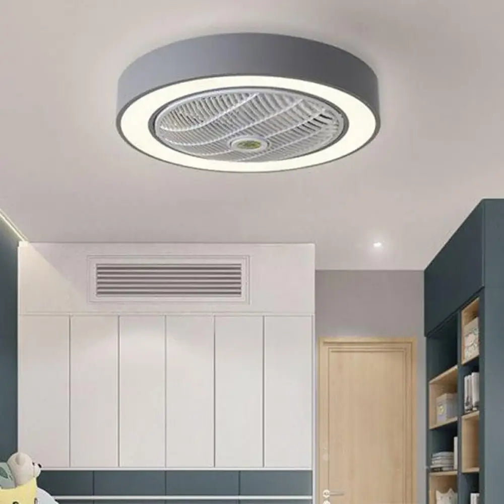 Nordic Round Bladeless Ceiling Fan Light - Gray - Lighting > lights Fans