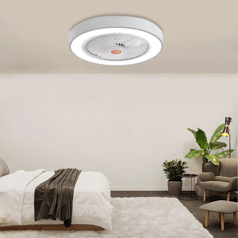 Nordic Round Bladeless Ceiling Fan Light - White - Lighting > lights Fans
