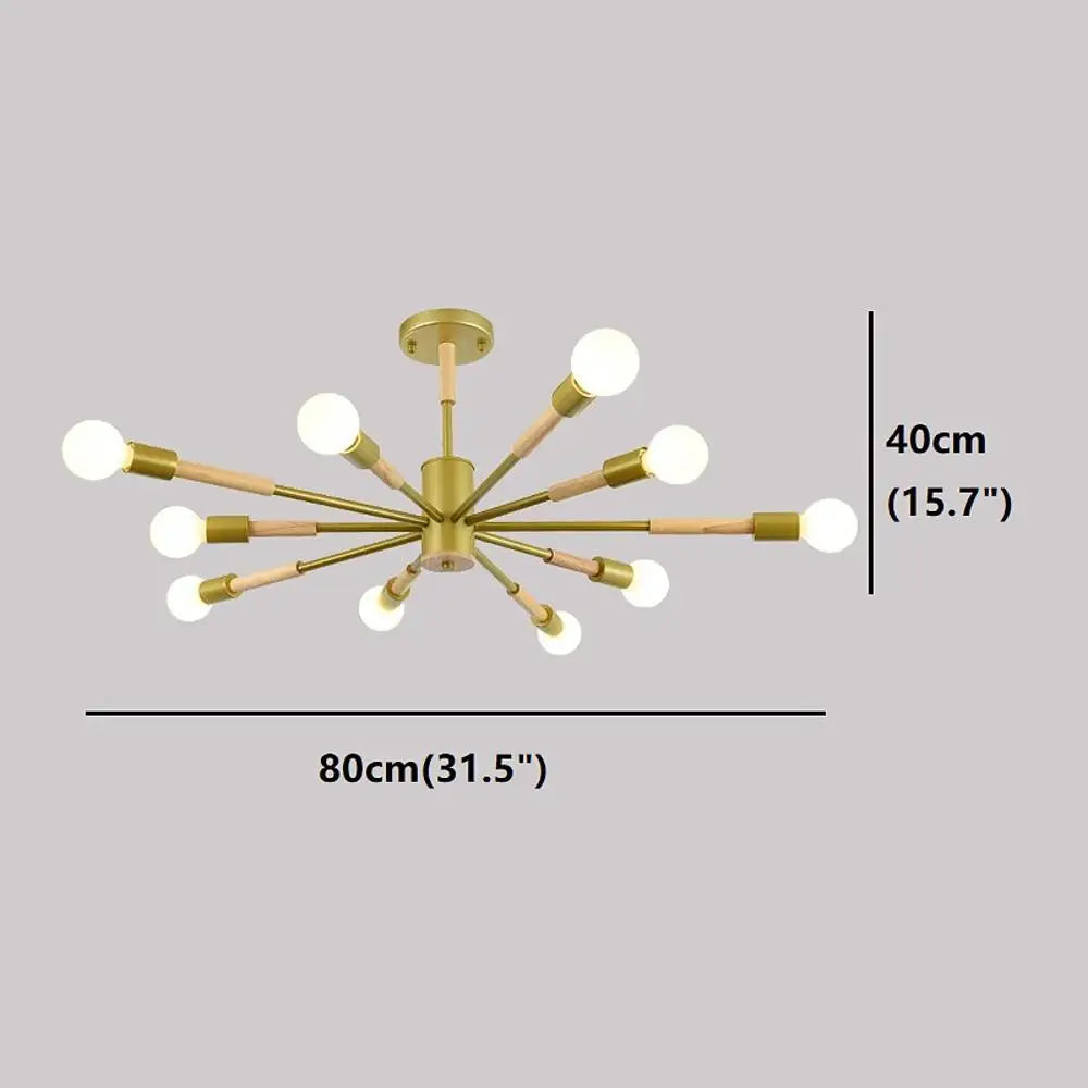 Nordic Rustic Flush Mount Sputnik Chandelier - Lighting > Ceiling lights Chandeliers