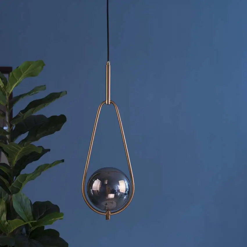 Nordic Water Drop Smoky Gray Glass Ball Pendant Lamp - Lighting