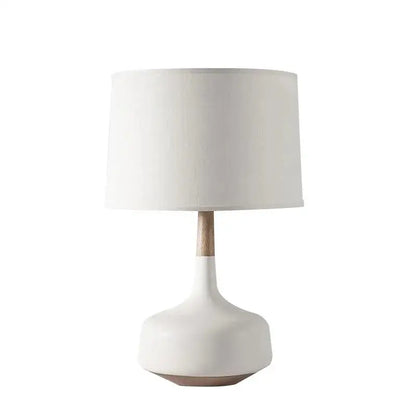 Nordic White Wood Fabric Desk Lamp for Study Living Bedroom - Table