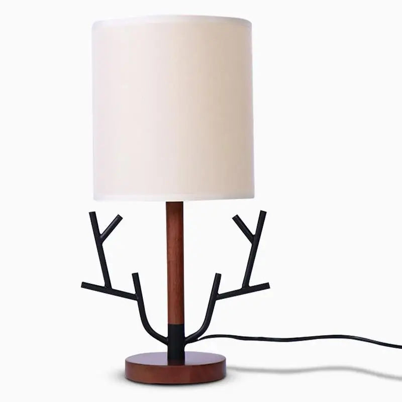 Nordic Wooden Tree Branch Table Lamp With Fabric Shade - Lighting > & Floor Lamps Desk