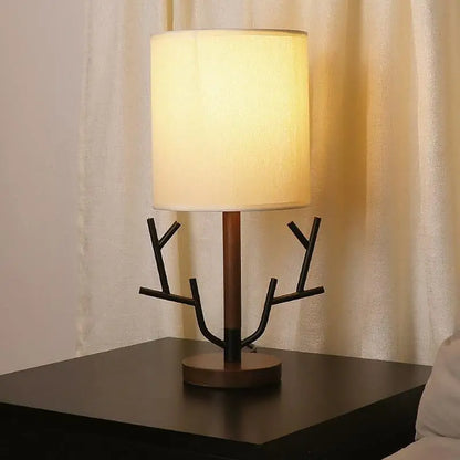 Nordic Wooden Tree Branch Table Lamp With Fabric Shade - Lighting > & Floor Lamps Desk