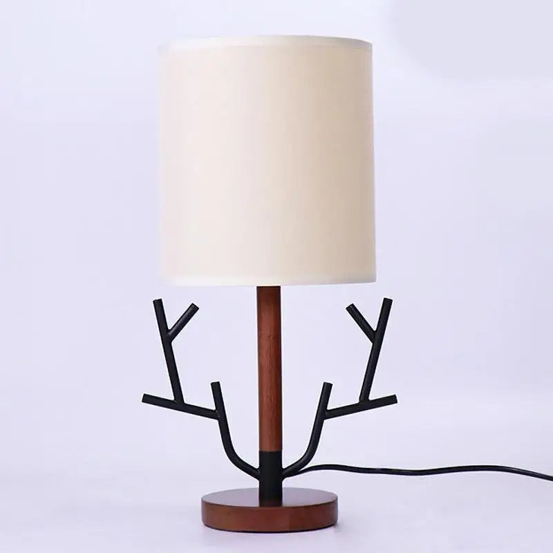 Nordic Wooden Tree Branch Table Lamp With Fabric Shade - Lighting > & Floor Lamps Desk