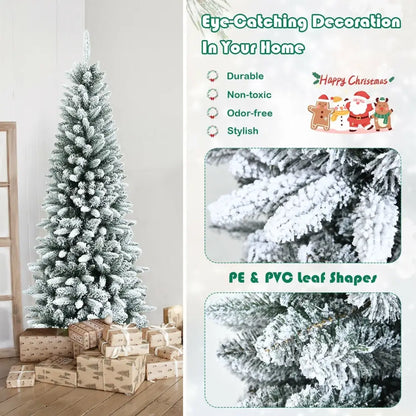 Pencil Shaped Snow Flocked Artificial Christmas Tree - Home & Garden > Decor Seasonal