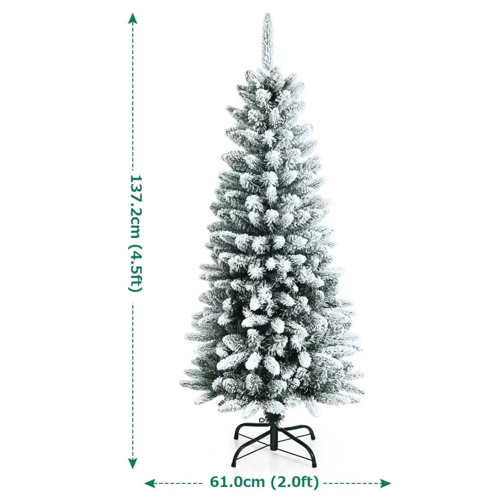 Pencil Shaped Snow Flocked Artificial Christmas Tree - H4’5’ / H137.2cm - Home &