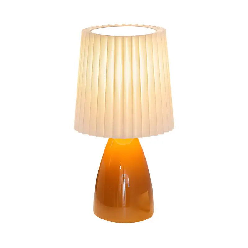 Pleated Fabrics Glass Base USB Dimmable Table Lamp - Lighting > & Floor Lamps lamps