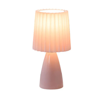 Pleated Fabrics Glass Base USB Dimmable Table Lamp - Lighting > & Floor Lamps lamps