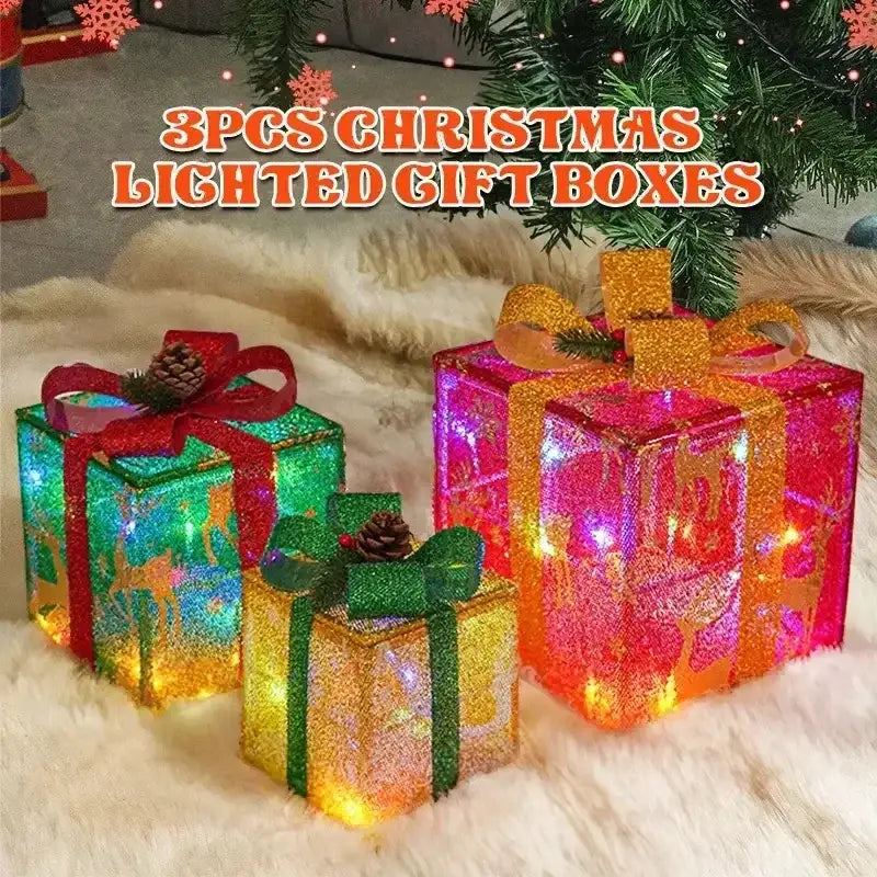 Pre-lit Christmas Gift Boxes - Home & Garden > Decor Seasonal Holiday Decorations