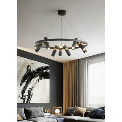 Round Black Metal LED Pendant Light for Living Dining - Home & Garden > Lighting Fixtures