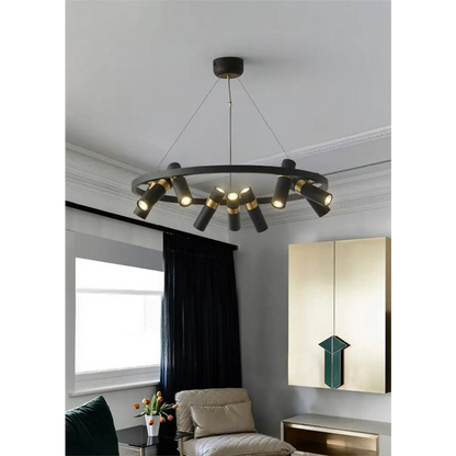 Round Black Metal LED Pendant Light for Living Dining - Home & Garden > Lighting Fixtures