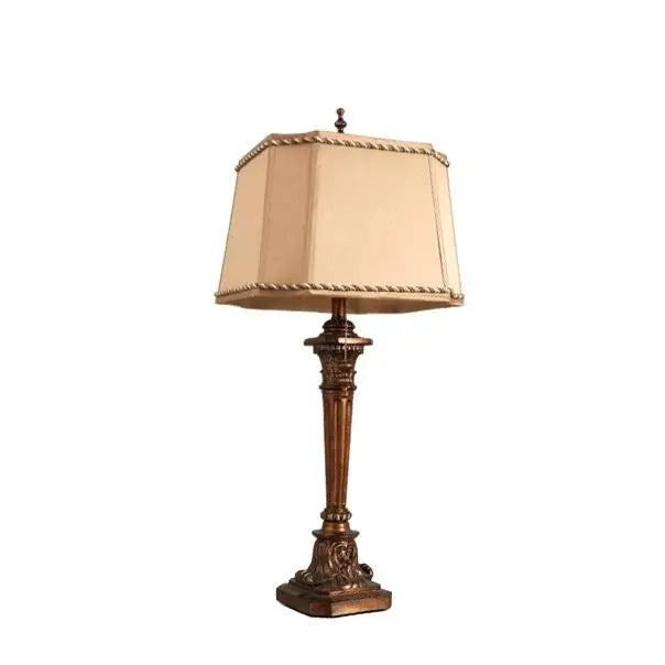 Rustic Brass Brown Resin Buffet Pull-Chain Table Lamp - Lighting > & Floor Lamps lamps