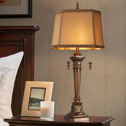 Rustic Brass Brown Resin Buffet Pull-Chain Table Lamp - Lighting > & Floor Lamps lamps