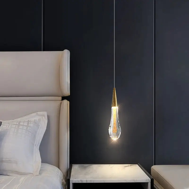 Single-Light Crystal Pendant Light for Bedroom Living Kitchen - Lighting