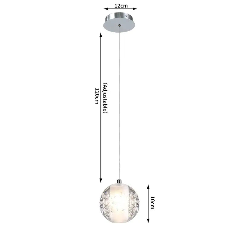 Single-Light Crystal Pendant Light for Bedroom Living Kitchen - Style C / Warm 3000K