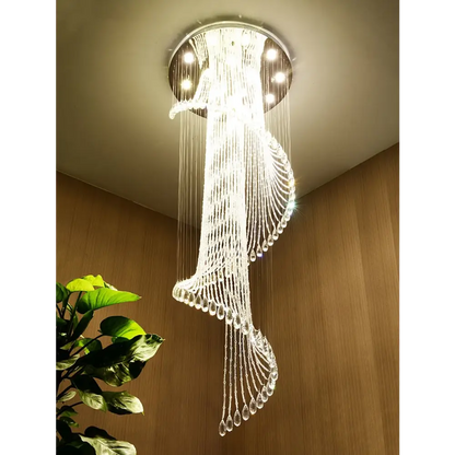 Spiral Crystal Staircase Ceiling Chandelier for Lobby Hall Stairwell - Home & Garden >