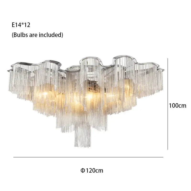 Tassels Aluminum Dimmable Ceiling Chandelier - 120cm/47.24” / Dimmable/Warm