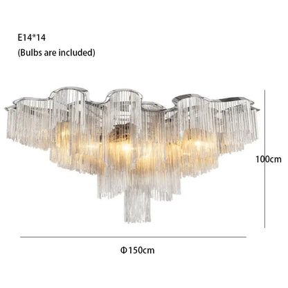 Tassels Aluminum Dimmable Ceiling Chandelier - 150cm/59.06” / Dimmable/Warm