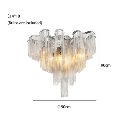 Tassels Aluminum Dimmable Ceiling Chandelier - 90cm/35.43” / Dimmable/Warm