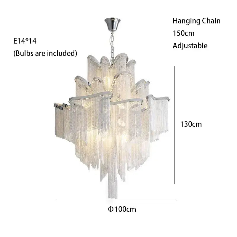 Tassels Aluminum Dimmable Ceiling Chandelier - Hanging 100cm/39.37’’ / Dimmable/Warm