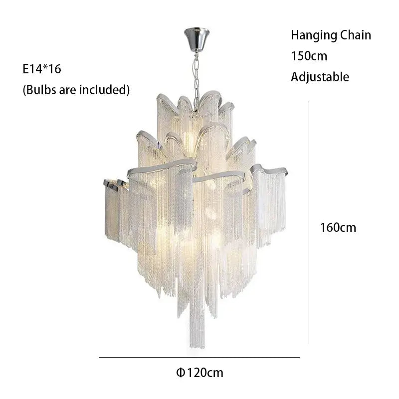 Tassels Aluminum Dimmable Ceiling Chandelier - Hanging 120cm/47.24” / Dimmable/Warm