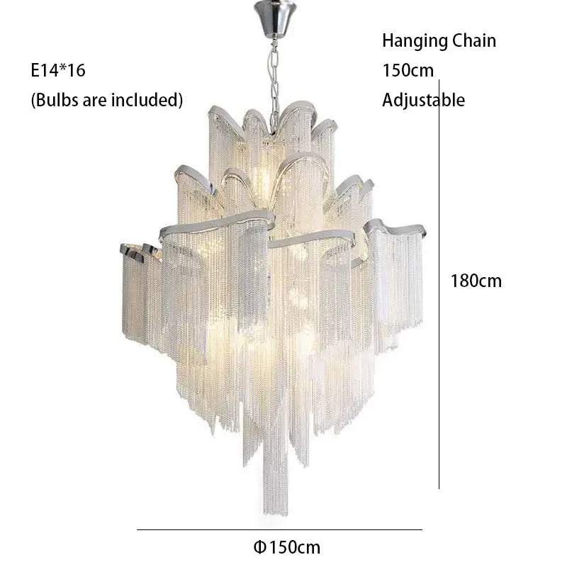 Tassels Aluminum Dimmable Ceiling Chandelier - Hanging 150cm/59.06” / Dimmable/Warm