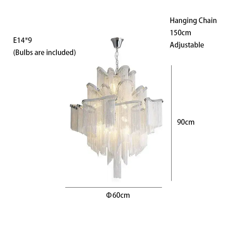 Tassels Aluminum Dimmable Ceiling Chandelier - Hanging 60cm/23.62“ / Dimmable/Warm