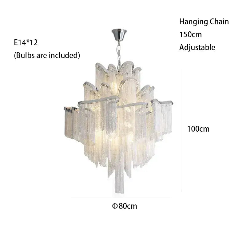 Tassels Aluminum Dimmable Ceiling Chandelier - Hanging 80cm/31.50“ / Dimmable/Warm