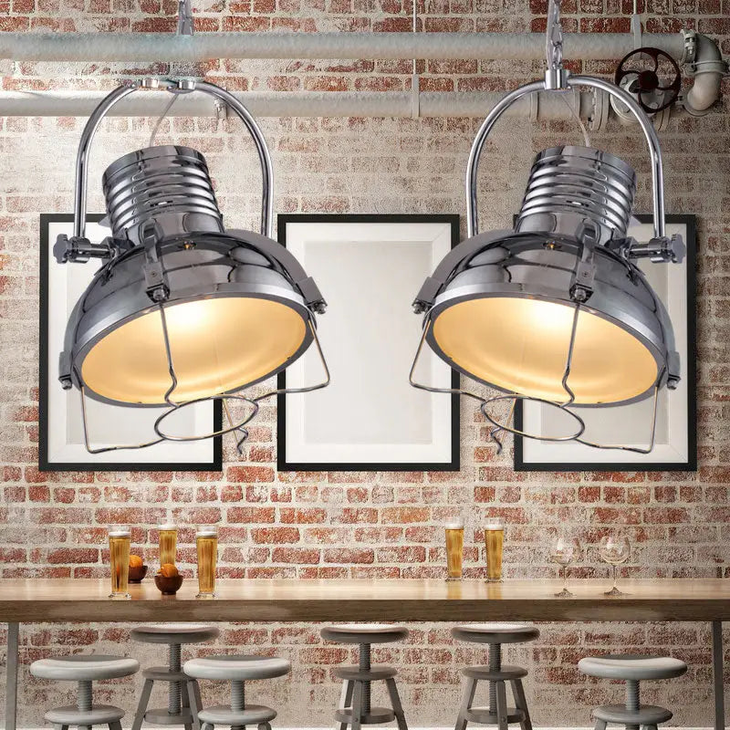 Vintage Industrial Iron Pendant Light for Kitchen Bar Restaurant - Chrome / Dia38.0cm