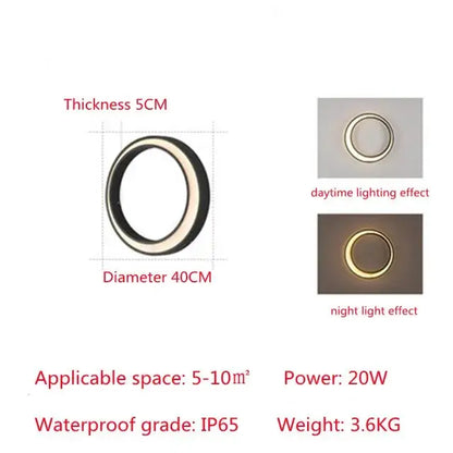 Waterproof Outdoor Led Moon Wall Light for Garden Porch - 40CM / Warm white - Lighting