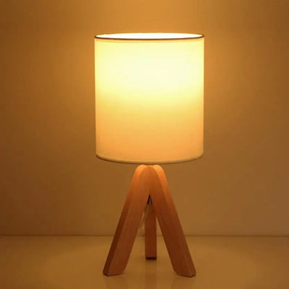 Wooden Tripod Table Lamp with Linen Shade - Lighting > & Floor Lamps